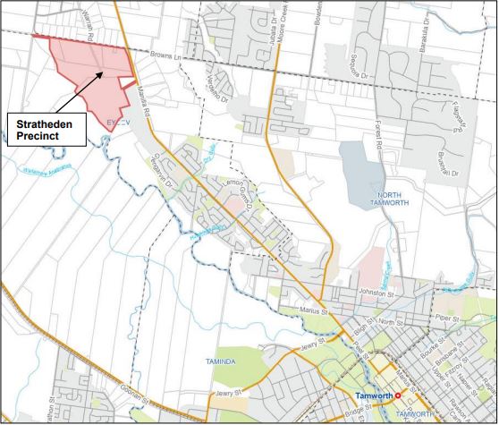 A map of the area, highlighting the Stratheden precinct