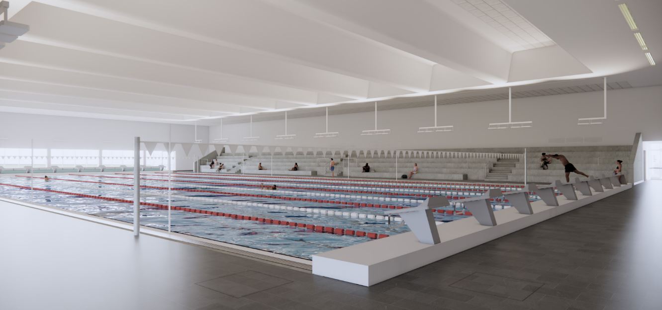 Concept image of an indoor lane pool 